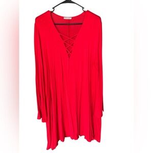 Catherines Vibrant Red dress with Crisscross Detail